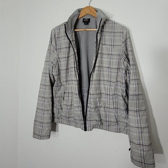 Black Mountain | Gray Purple Plaid Hybrid Windbreaker Hiking Jacket Size Large - Picture 6 of 11
